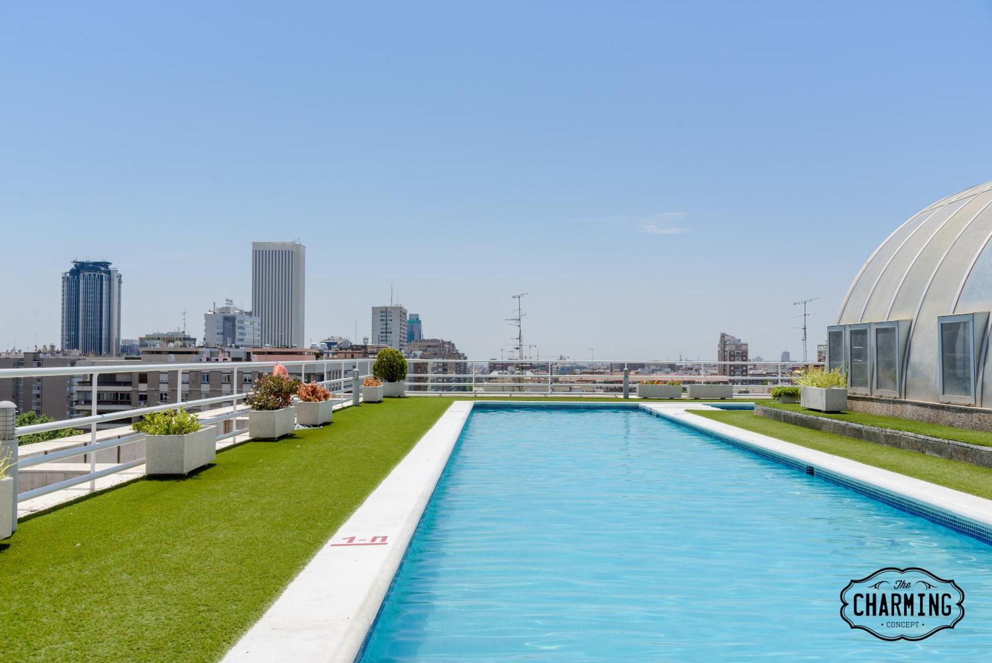 马德里Charming Eurobuilding 2 Terrace Exclusive - Plaza De Parking公寓 外观 照片