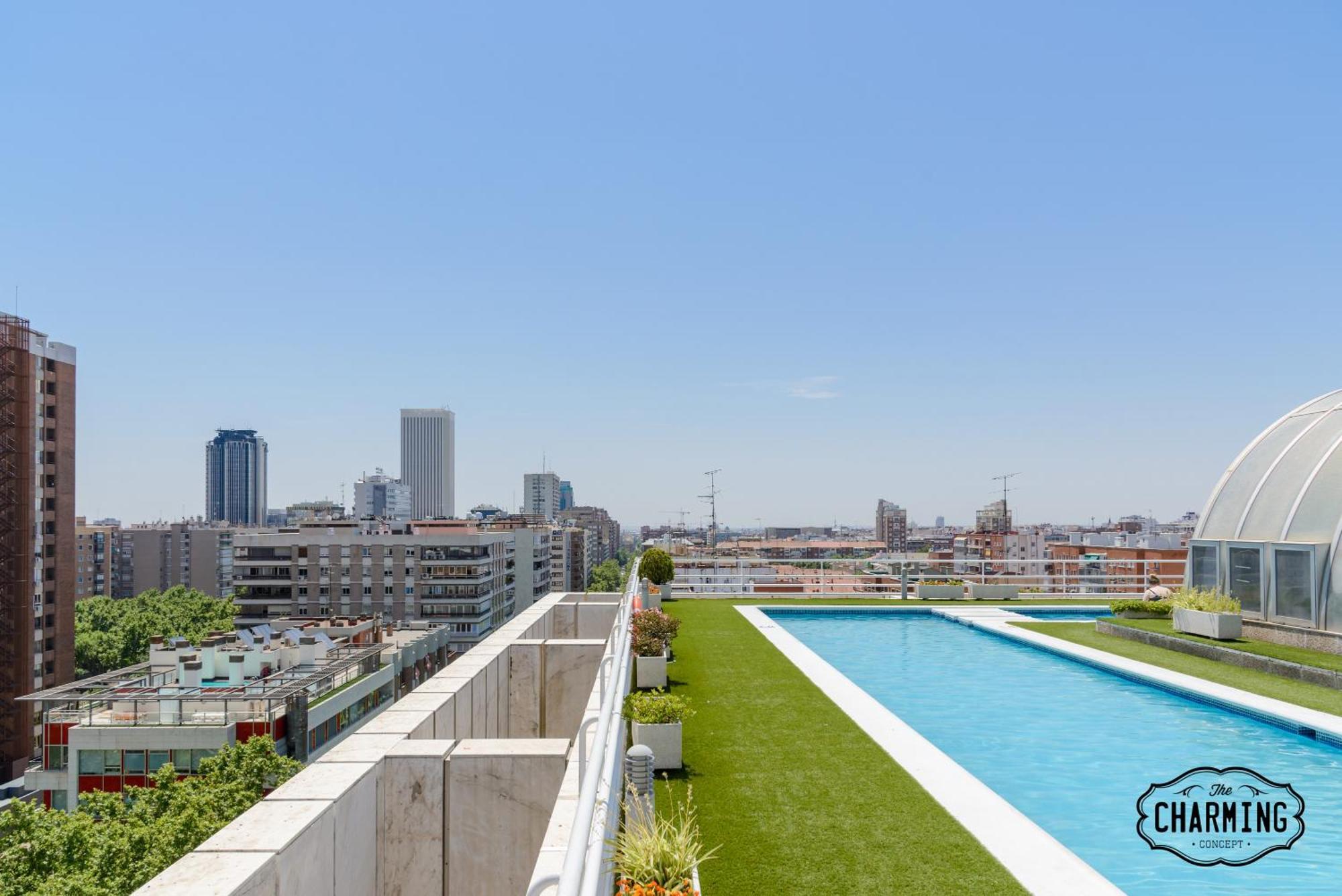 马德里Charming Eurobuilding 2 Terrace Exclusive - Plaza De Parking公寓 外观 照片